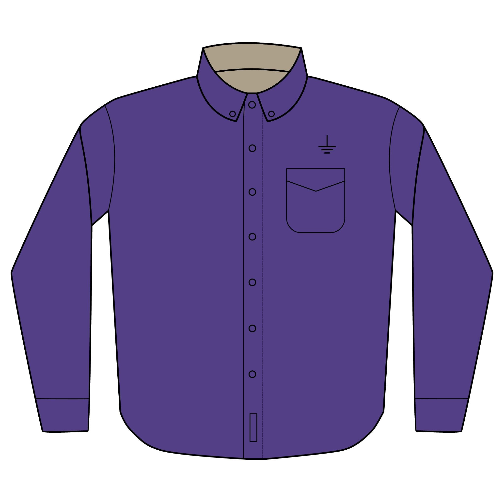 Electronics Ground Symbol Embroidery Long Sleeve Shirt | Electrical Engineering Tee