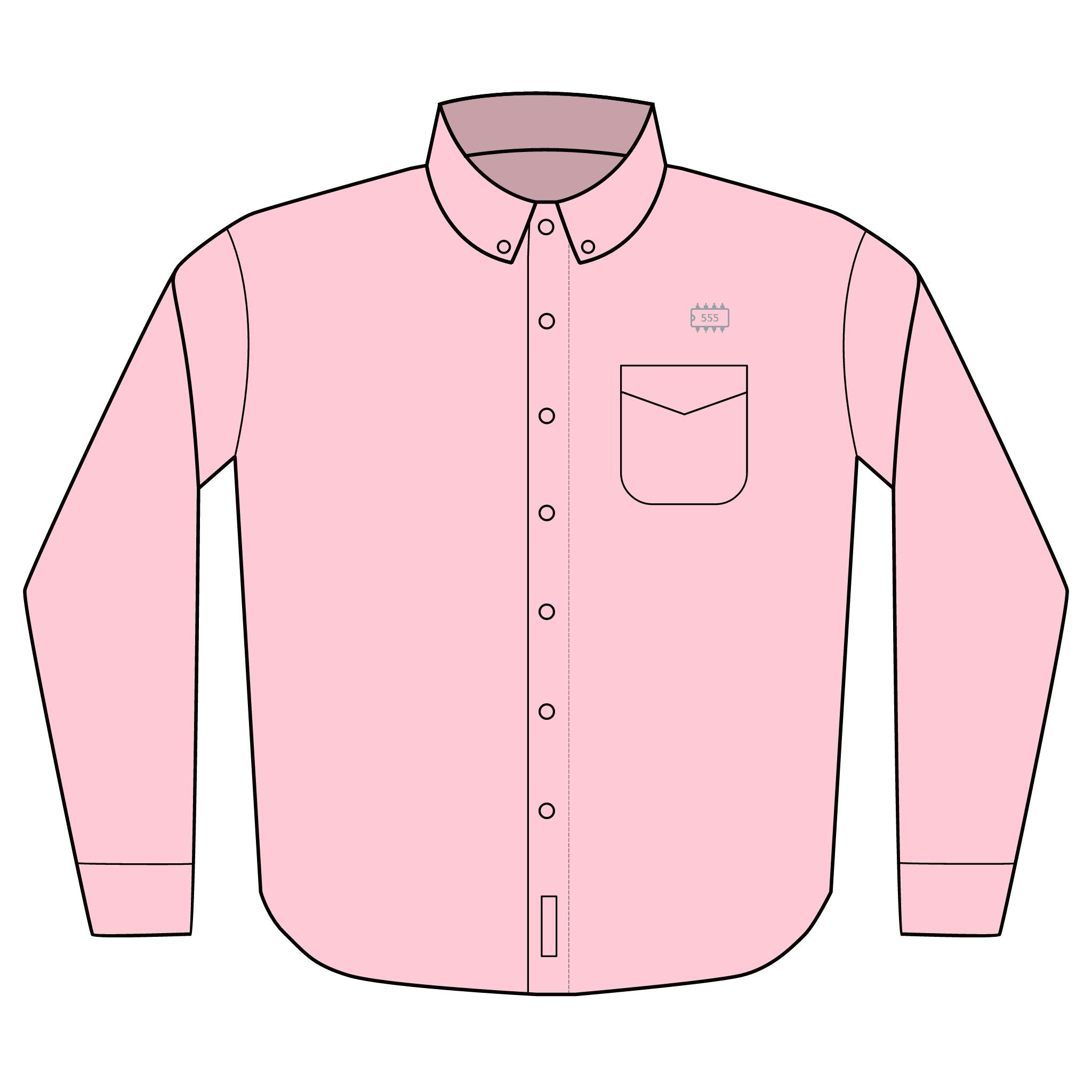 555 Timer IC Outline Embroidered Long Sleeve Shirt