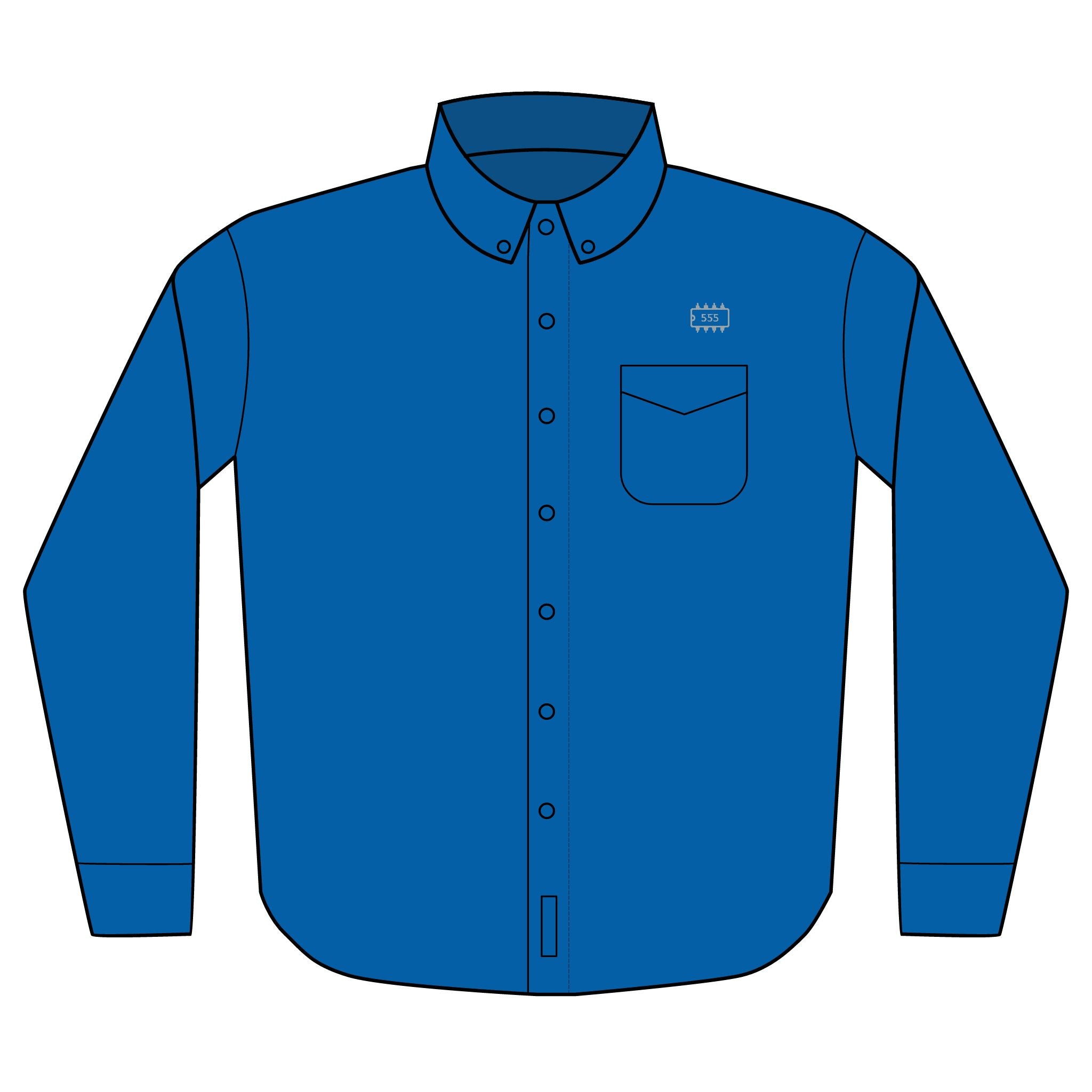 555 Timer IC Outline Embroidered Long Sleeve Shirt